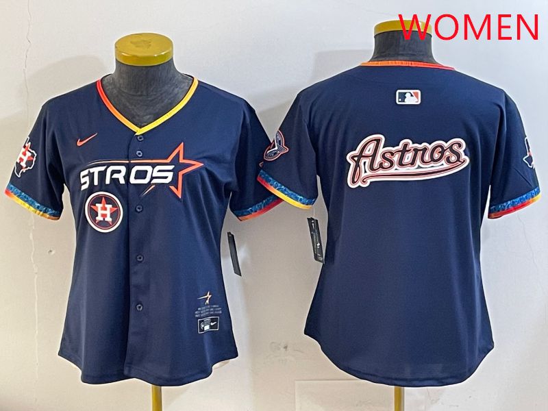 Women Houston Astros Blank Drak Blue Fourth generation Joint Name 2025 Nike MLB Jersey style 12->women mlb jersey->Women Jersey